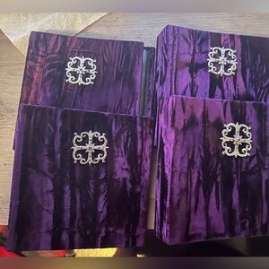4 Purple Crushed Velvet Photo Albums